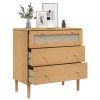 Drawer Cabinet SENJA Rattan Look Brown 31.5"x15.7"x31.5" Solid Wood Pine