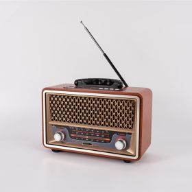 High quality wooden retro portable radio music player AM/FM/SW multi-function bluetooth speaker subwoofer card audio caixadesom (Color: Yellow)