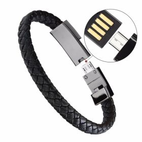 Bracelet USB Charging Cable Outdoor Portable Leather Mini Micro USB C Charger Data Cable For iPhone Samsung HUAWEI Xiaomi (Color: for micro USB)